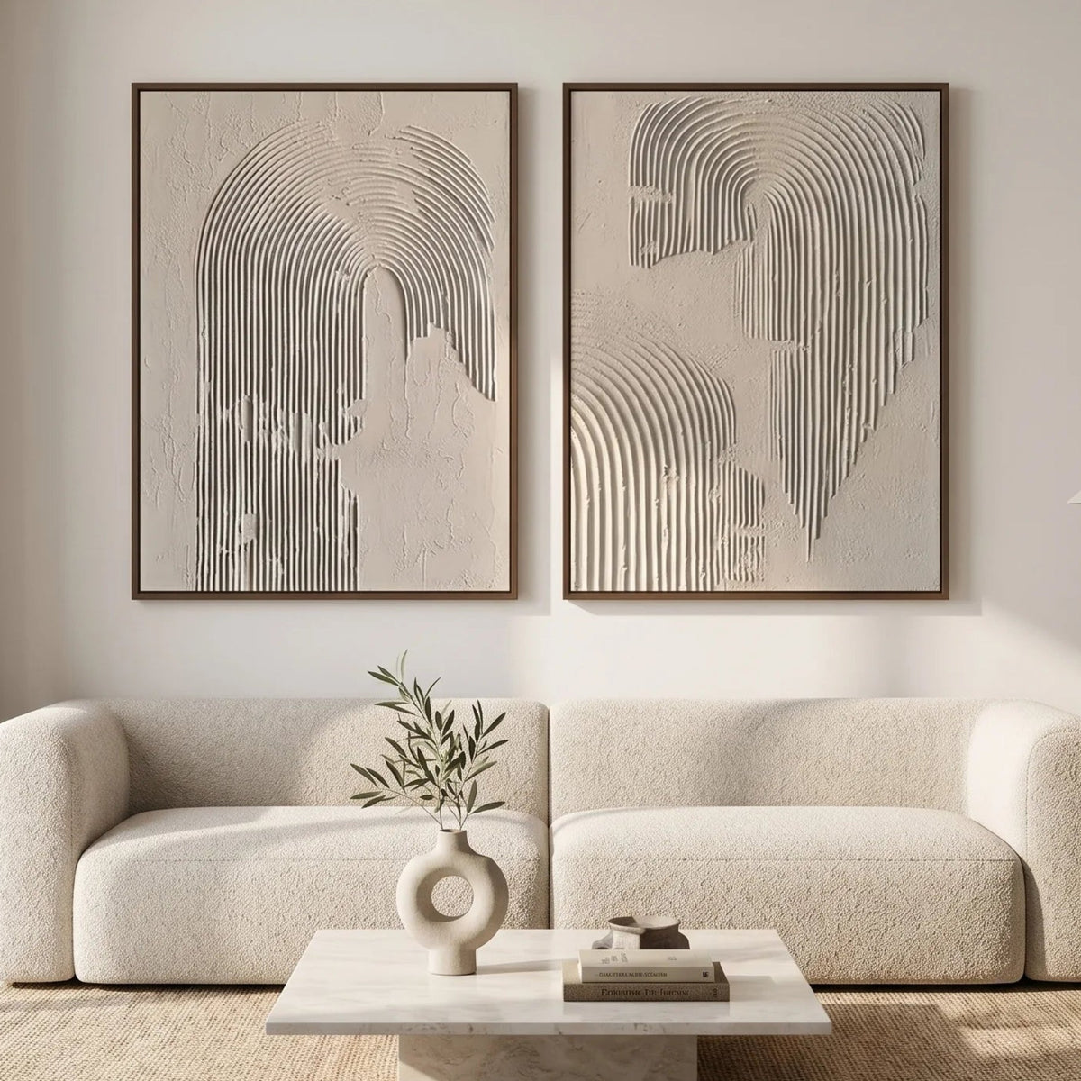 Minimalist Arch Line Diptych Canvas Painting Neutral Wall TA#1225 — Existing room preview room preview