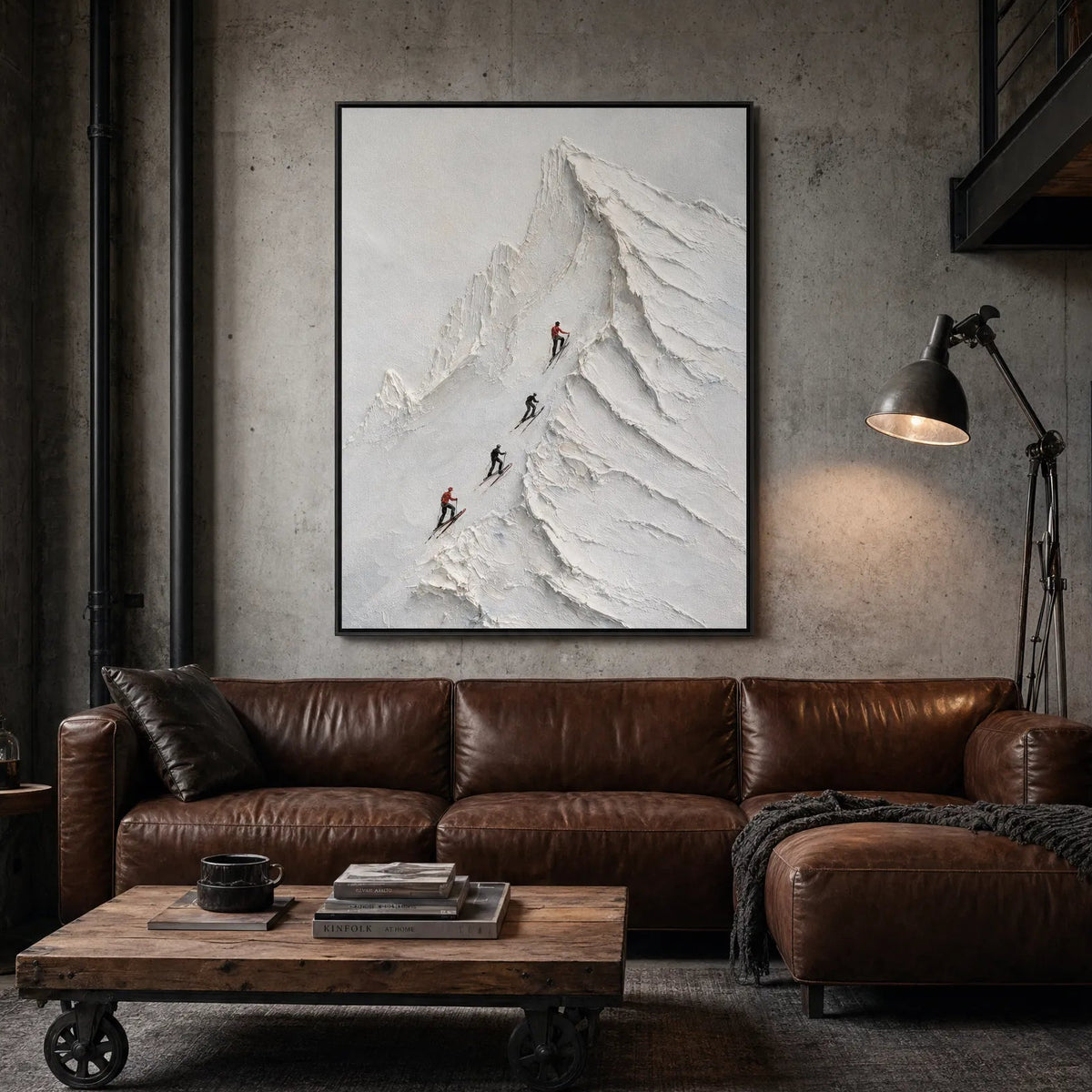 3D Skiing Snow Mountain Oil Painting Wall Art HP#2821 — Existing room preview room preview