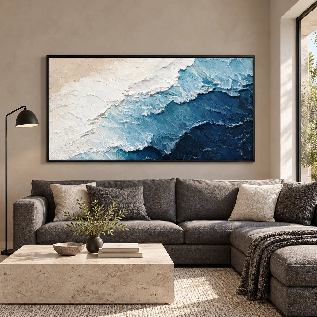 Coastal Drift Blue Abstract Painting AA#2306 — Existing room preview room preview