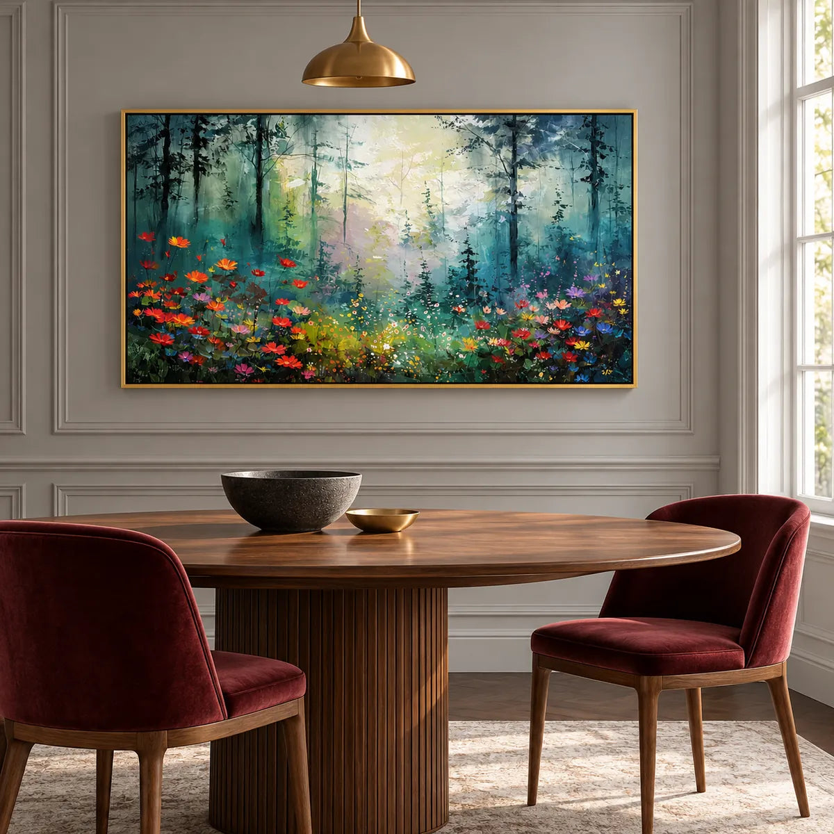 Enchanted Woodland Bloom Painting AA#2313 — Gold Frame existing room preview