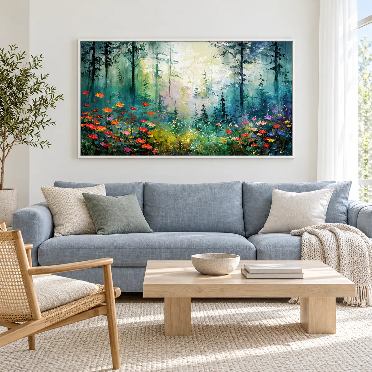 Enchanted Woodland Bloom Painting AA#2313 — White Frame existing room preview