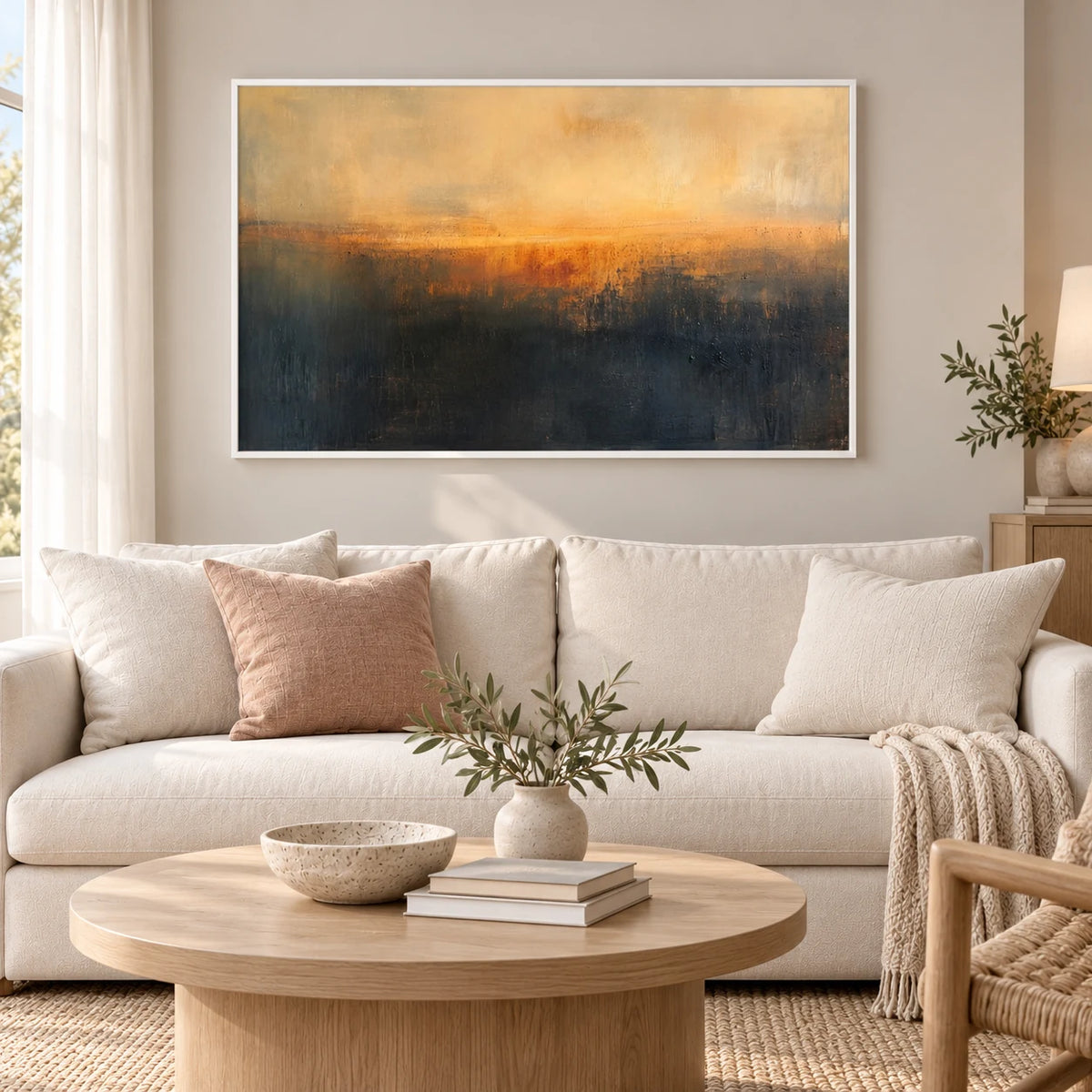 Sunset Horizon Landscape AA#3010 — White Frame existing room preview