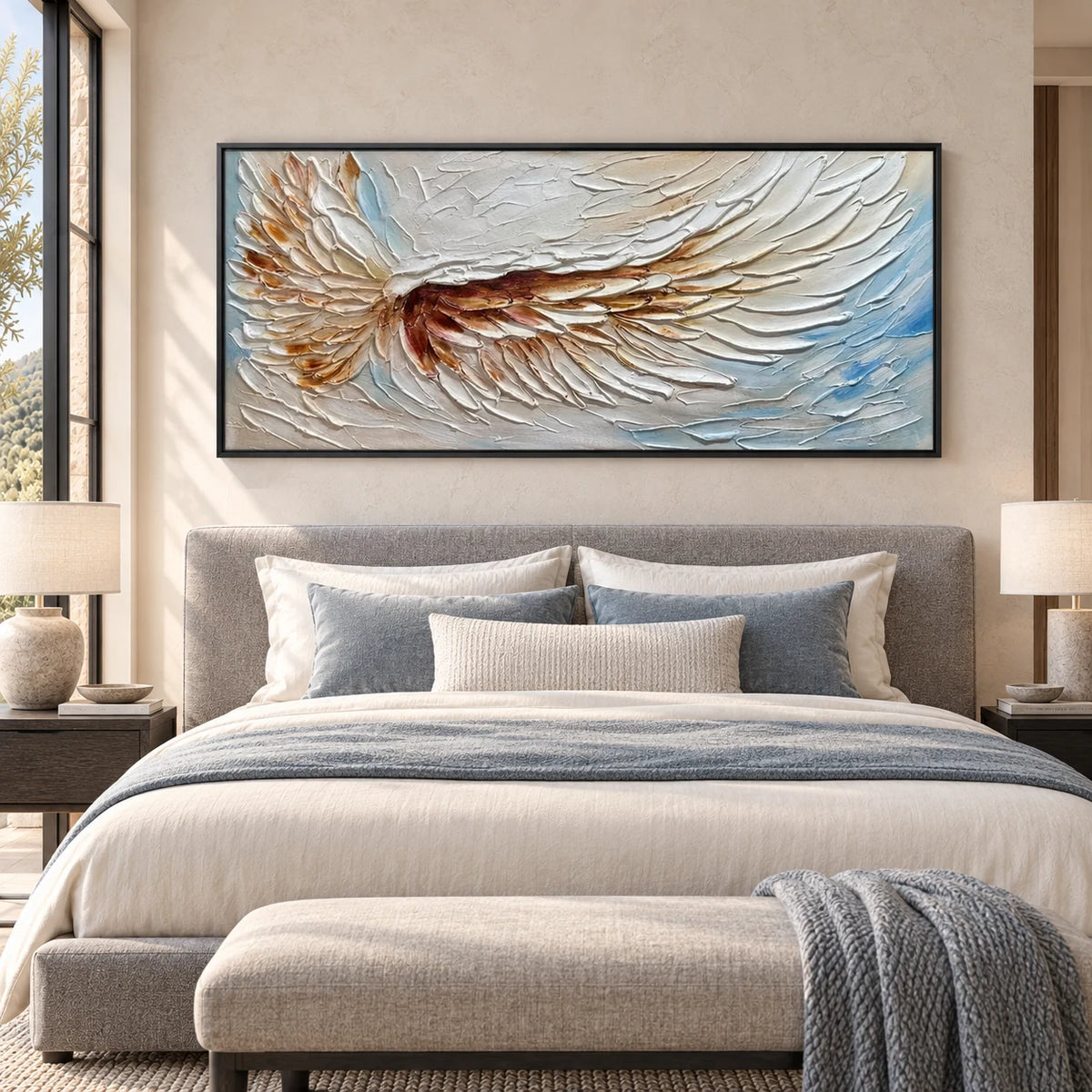Same room with Wing Span Wall Art AA#3047 in Black Frame