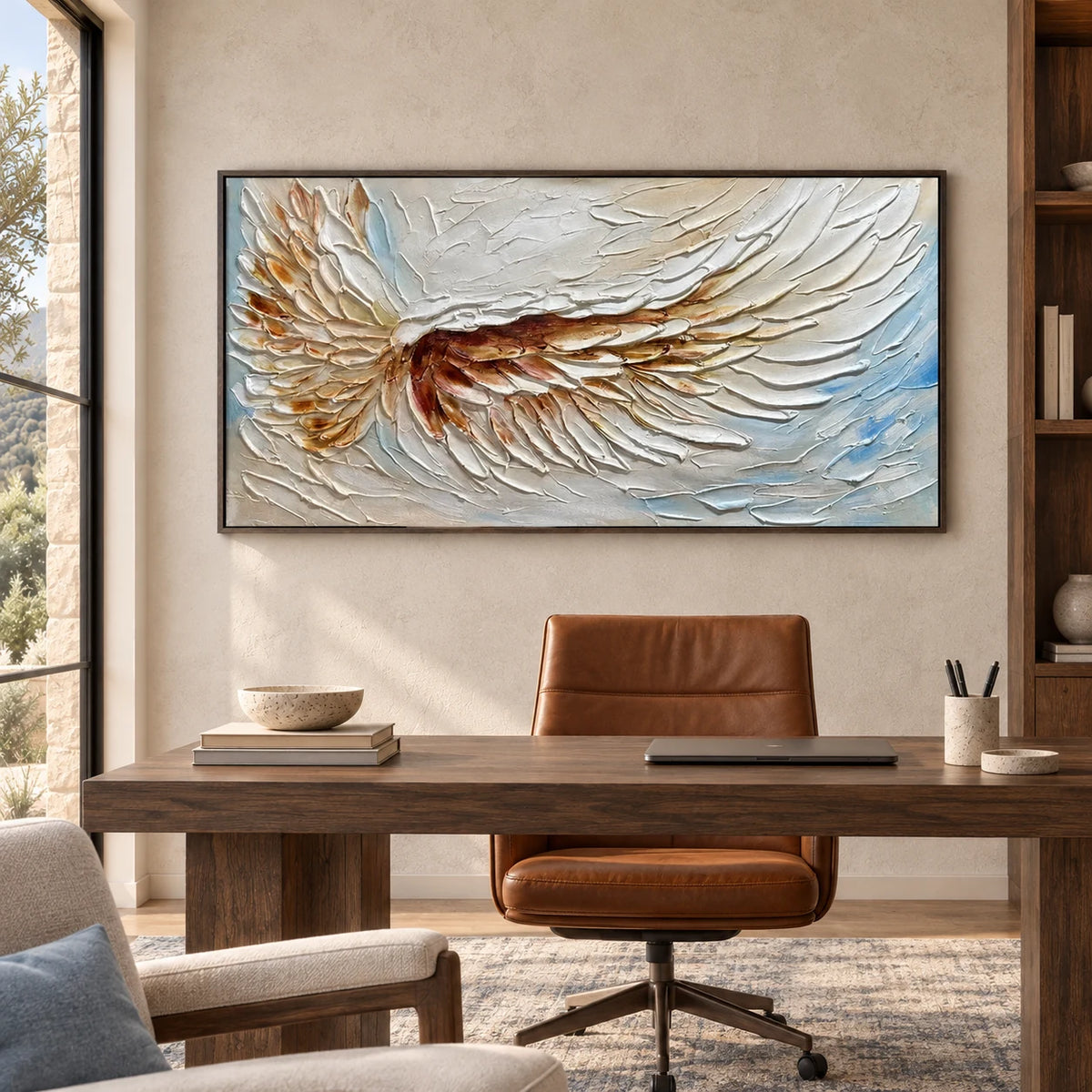 Wing Span Wall Art AA#3047 — Dark Wood Frame existing room preview