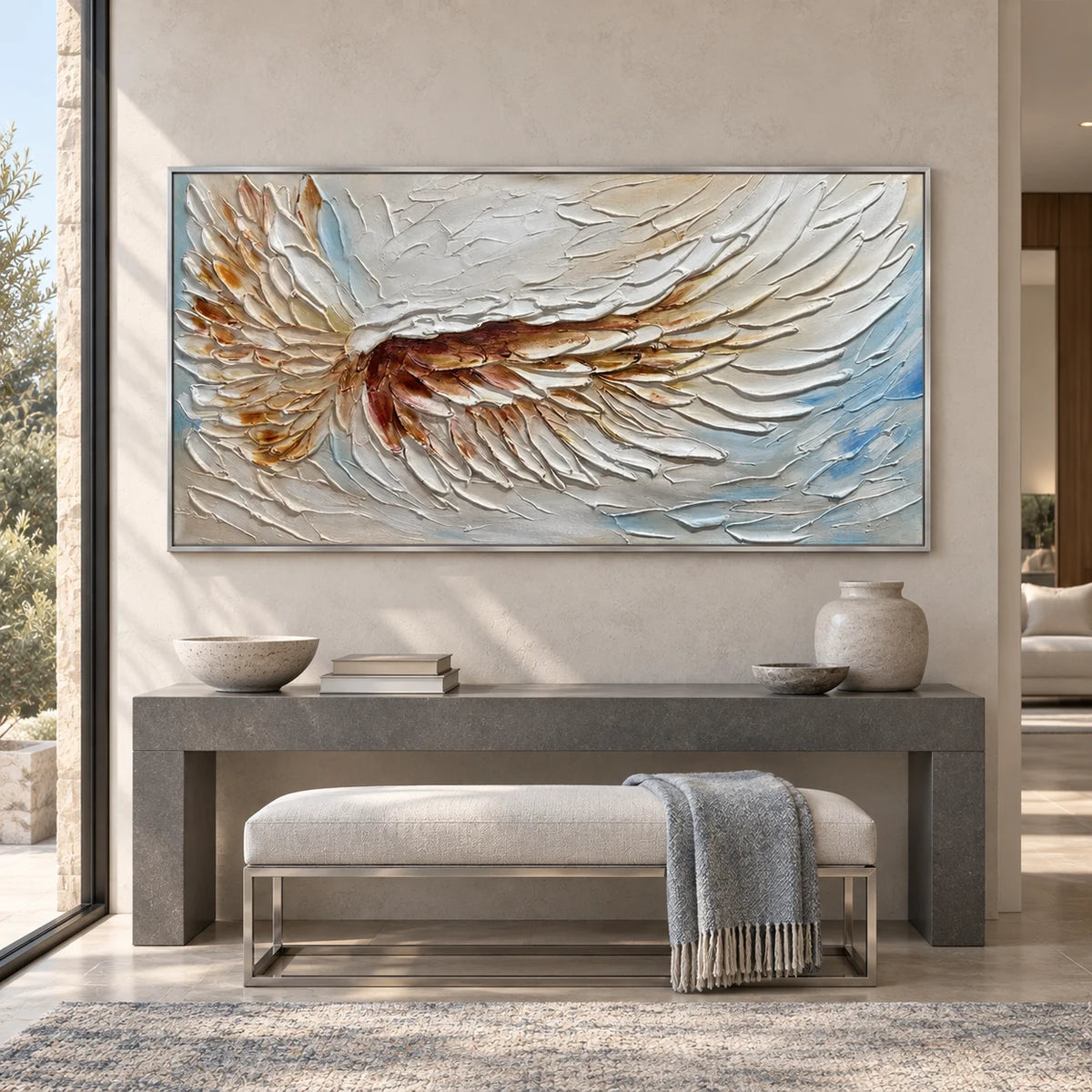 Wing Span Wall Art AA#3047 — Silver Frame existing room preview