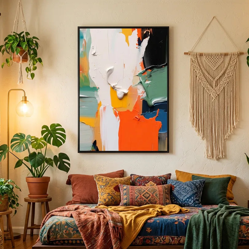 Bold Color Textured Abstract Painting TA#3046 — Existing room preview room preview