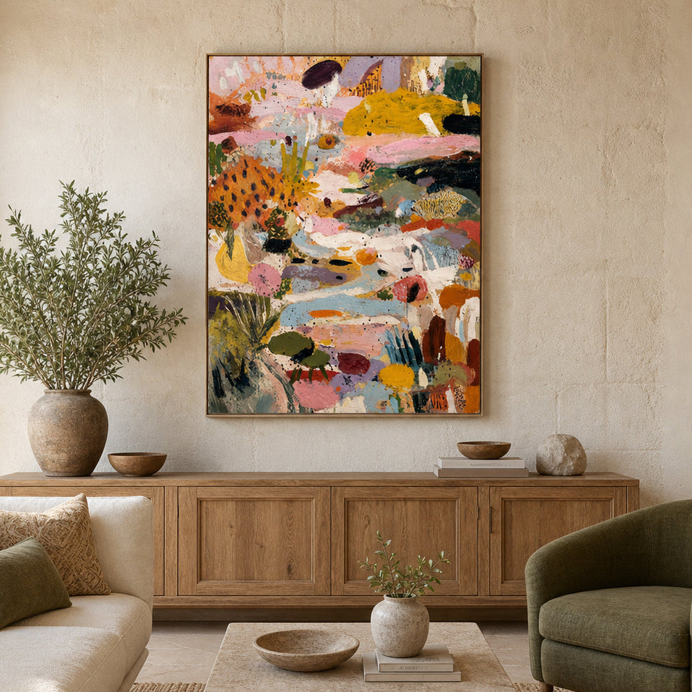 Colorful Abstract Seaside Hand-Painted | HM#0725 — Existing room preview room preview