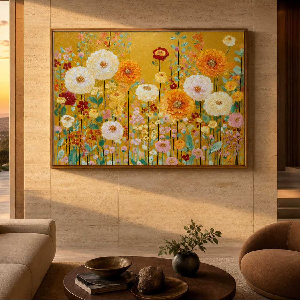 Golden Wildflower Garden Hand-Painted | HM#0738 — Existing room preview room preview