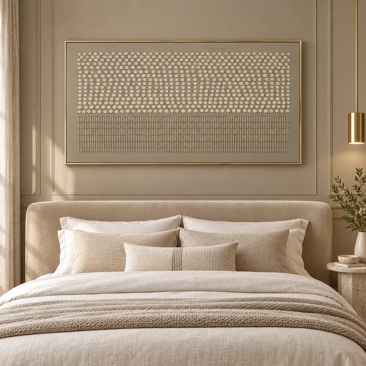Abstract Geometric Texture Wall Art HM#0522 — Gold Frame existing room preview