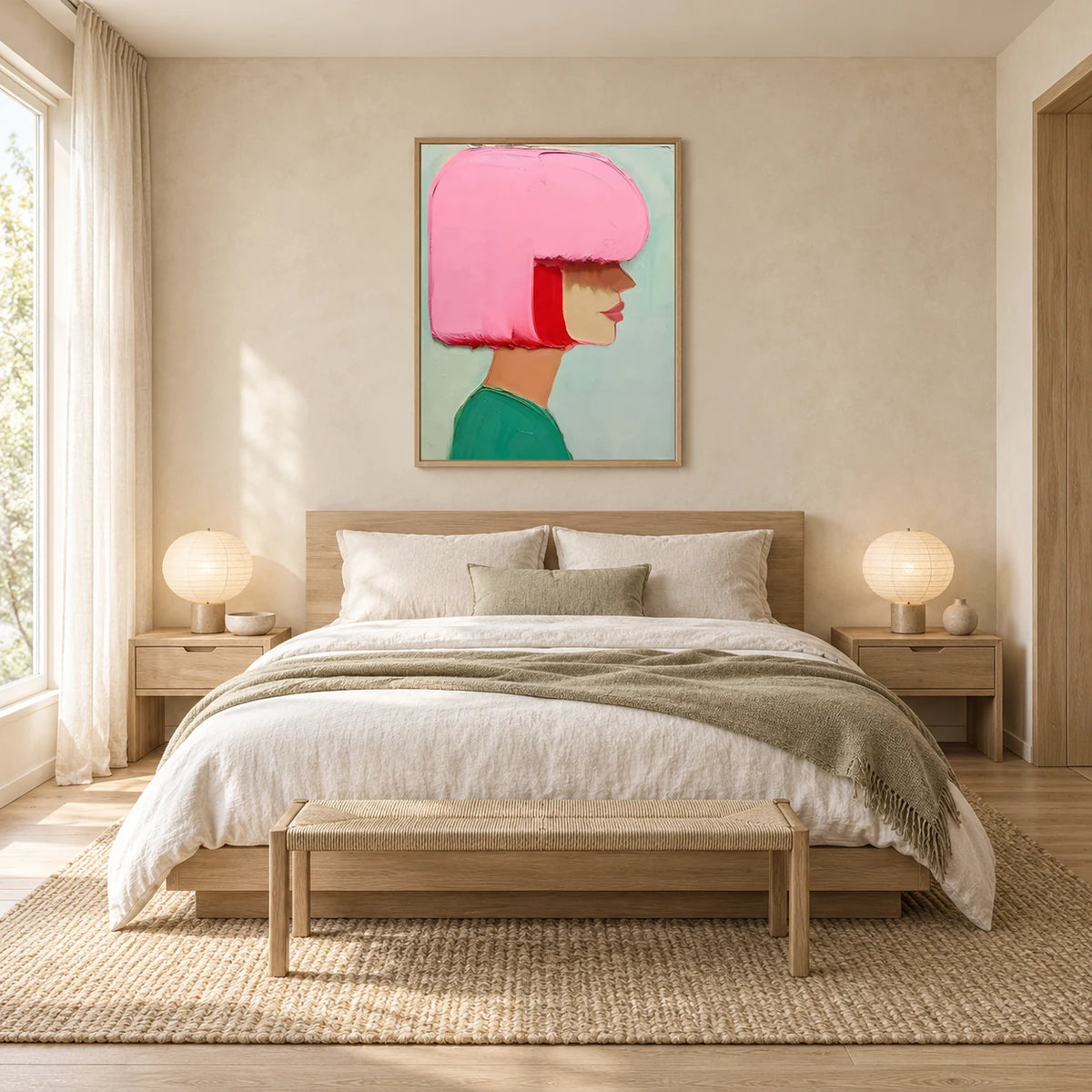 Modern Pop Art Portrait Canvas HM#0523 — Wood Frame existing room preview