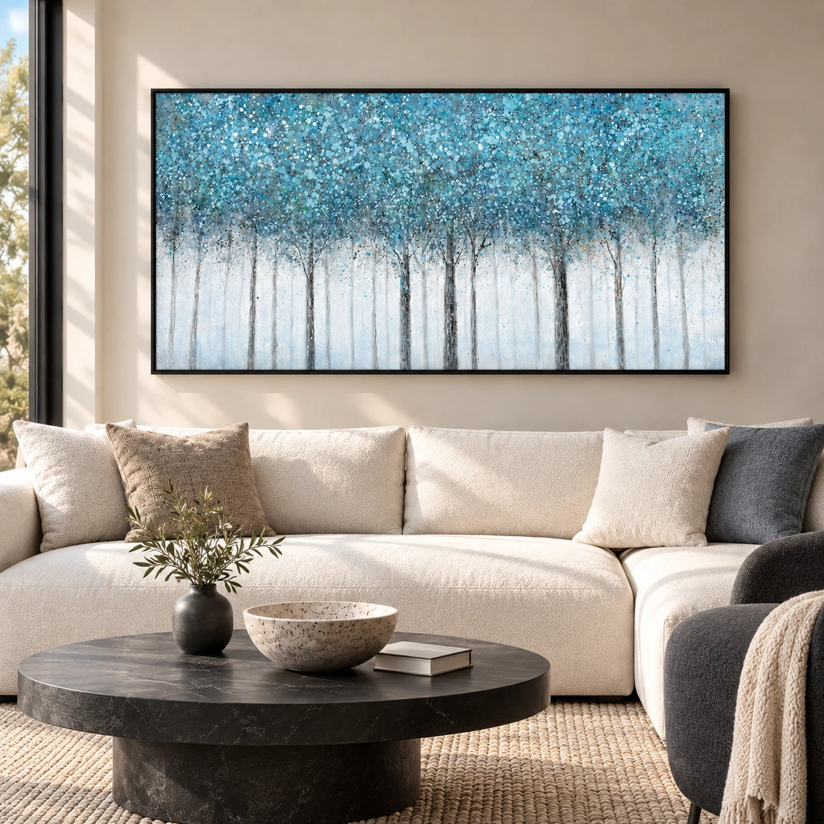 Blue Forest Abstract Painting MT#2637 — Existing room preview room preview