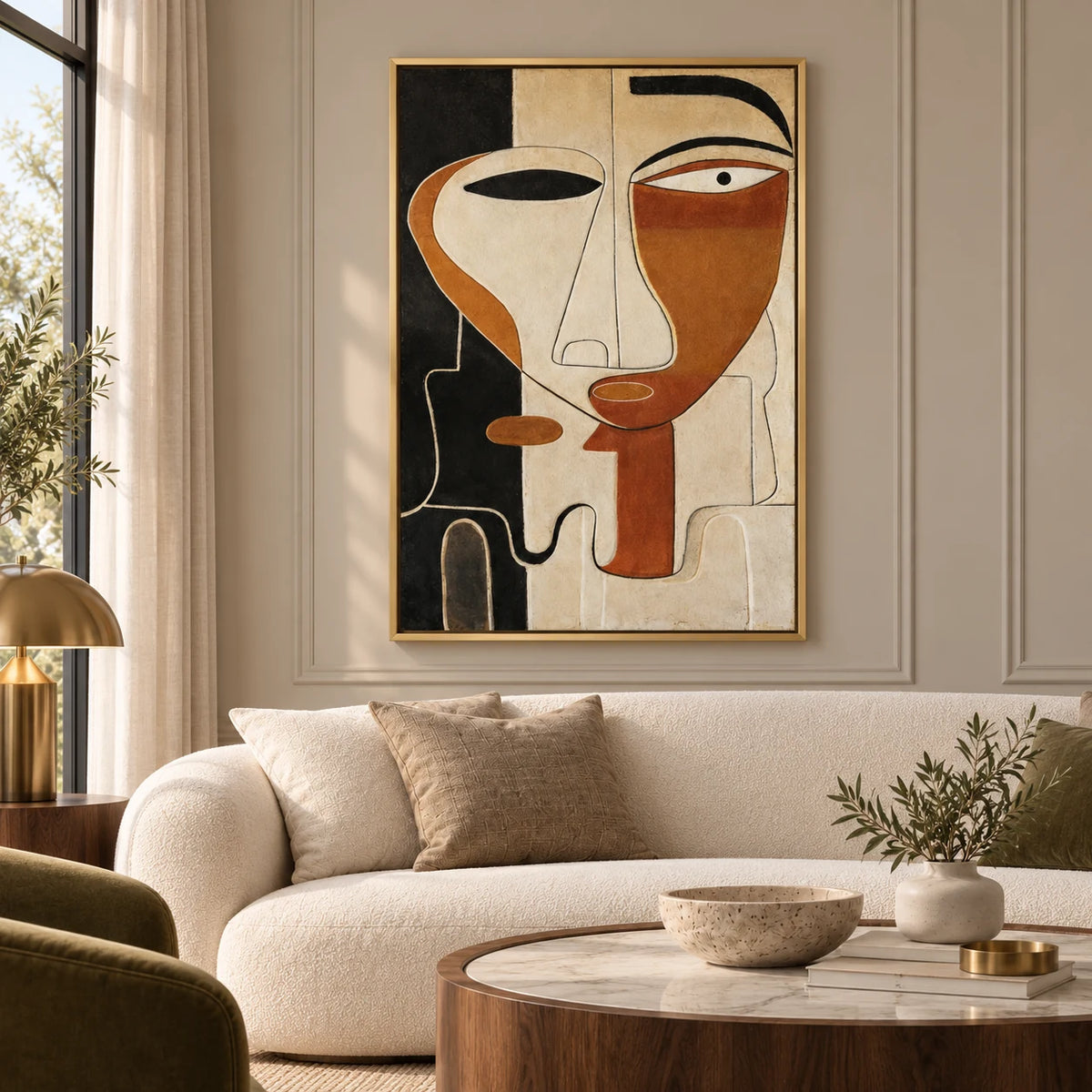 Modern Geometric Face Painting PP#2115 — Gold Frame existing room preview