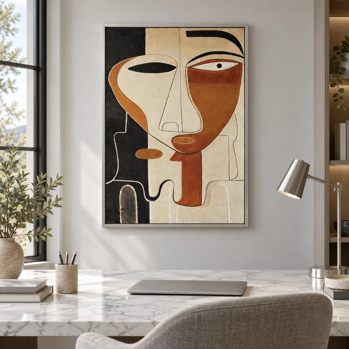 Modern Geometric Face Painting PP#2115 — Silver Frame existing room preview