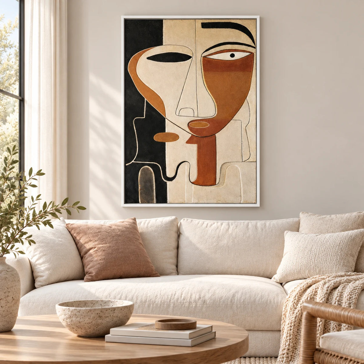 Modern Geometric Face Painting PP#2115 — White Frame existing room preview