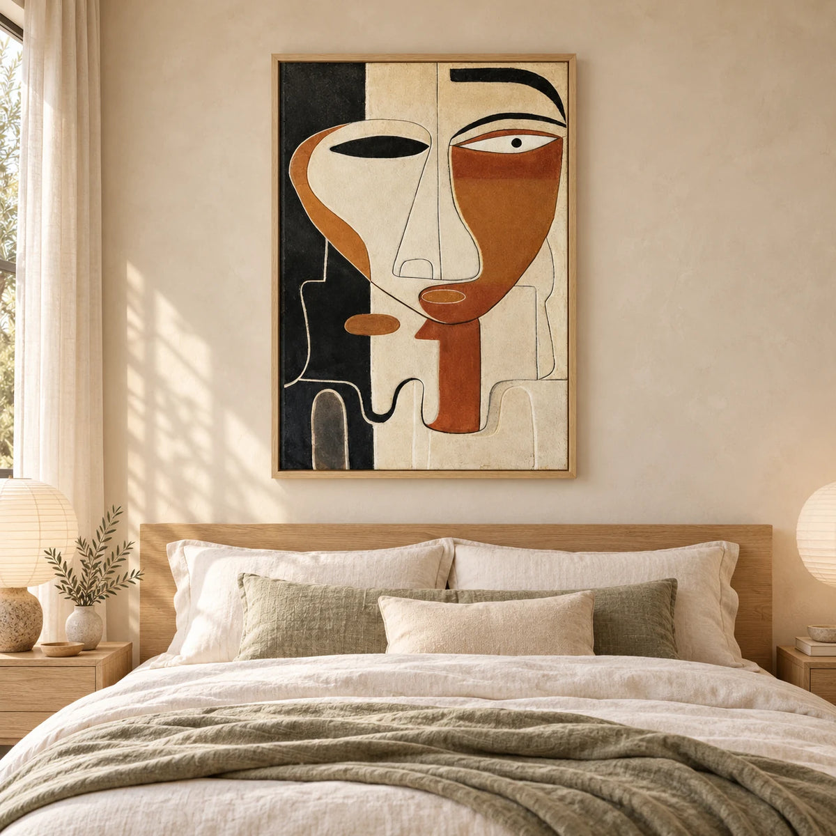 Modern Geometric Face Painting PP#2115 — Wood Frame existing room preview