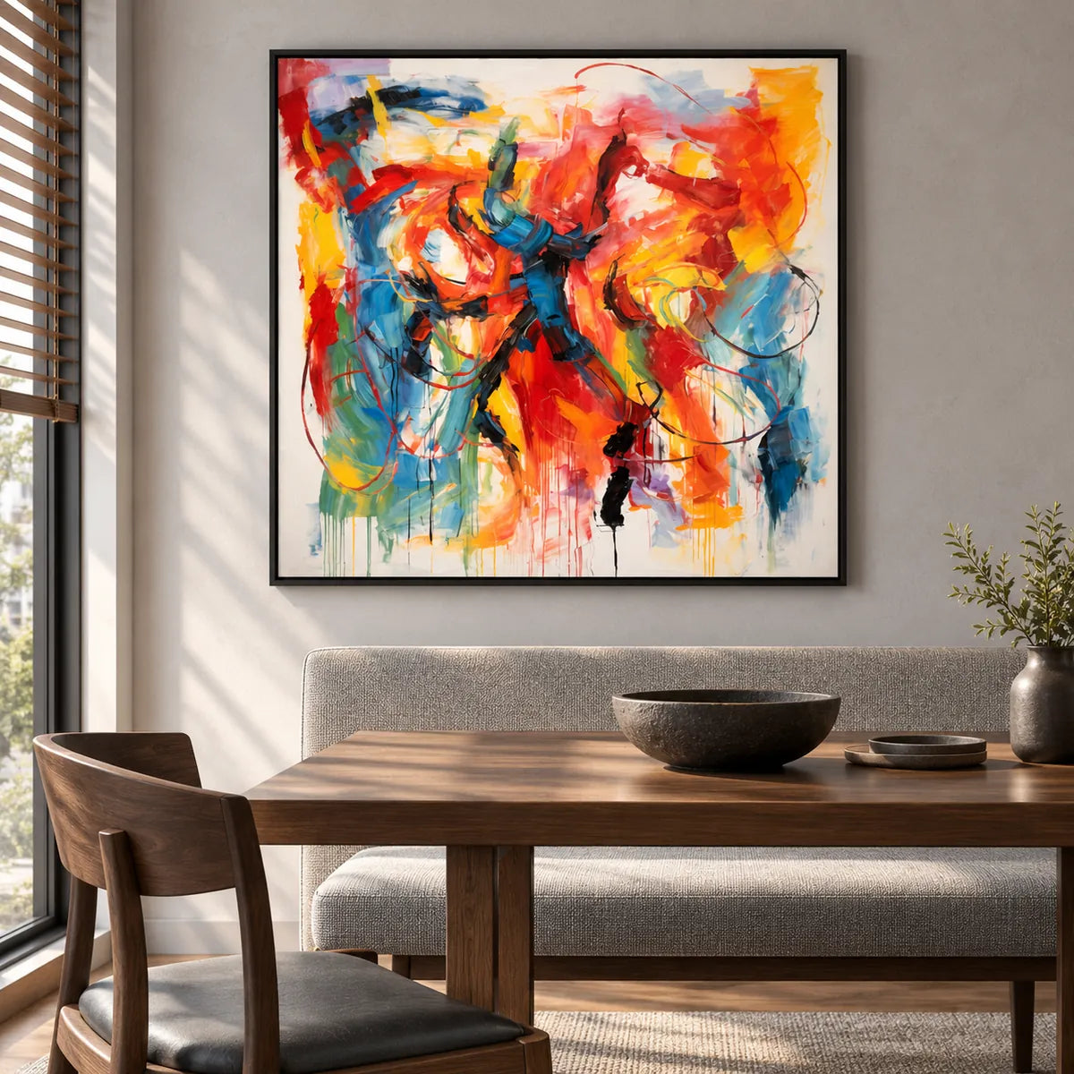 Bold Color Abstract Expressionist Painting TA#2932 — Existing room preview room preview