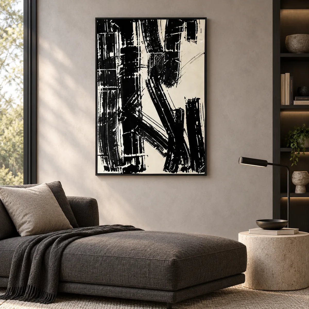 Black & White Abstract Painting TA#3007 — Existing room preview room preview