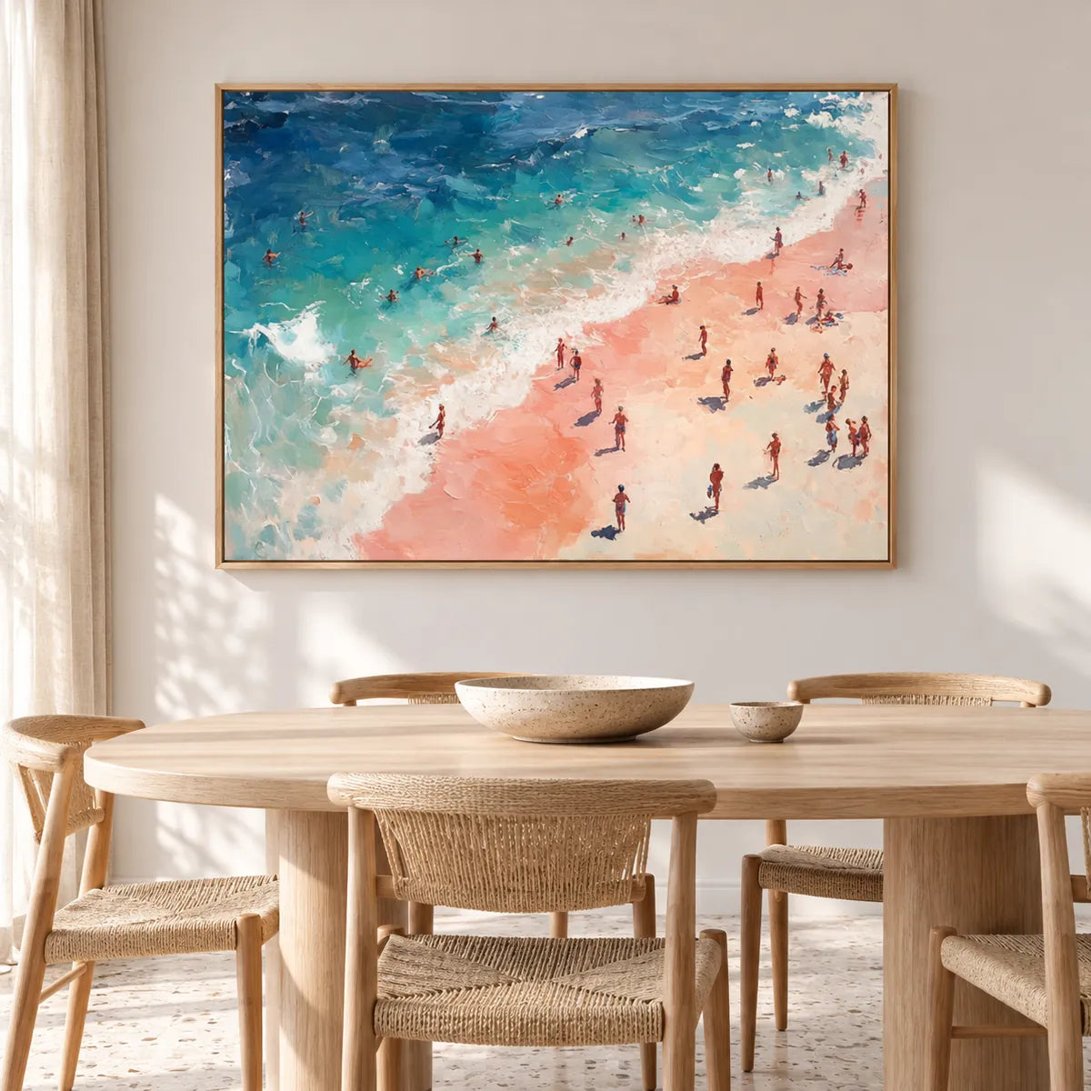 Sunlit Beach Impressionist Painting TA#3009 — Wood Frame existing room preview