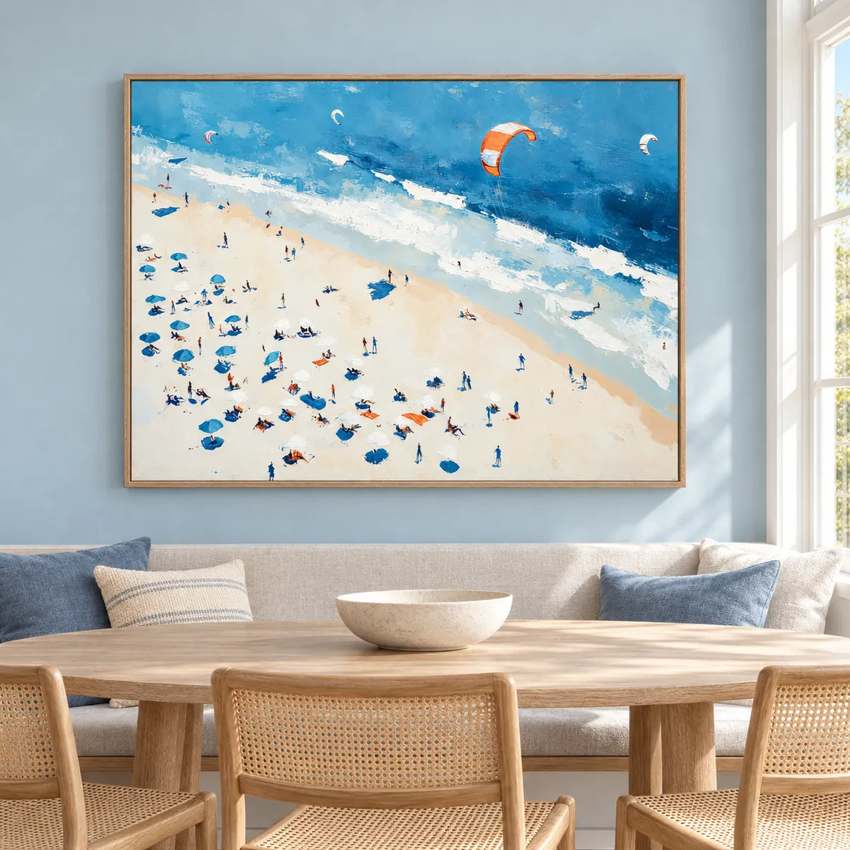Kite Beach Impressionist Painting TA#3012 — Wood Frame existing room preview
