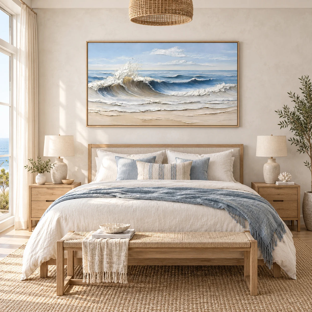 Coastal Breaker Painting TA#3033 — Wood Frame existing room preview