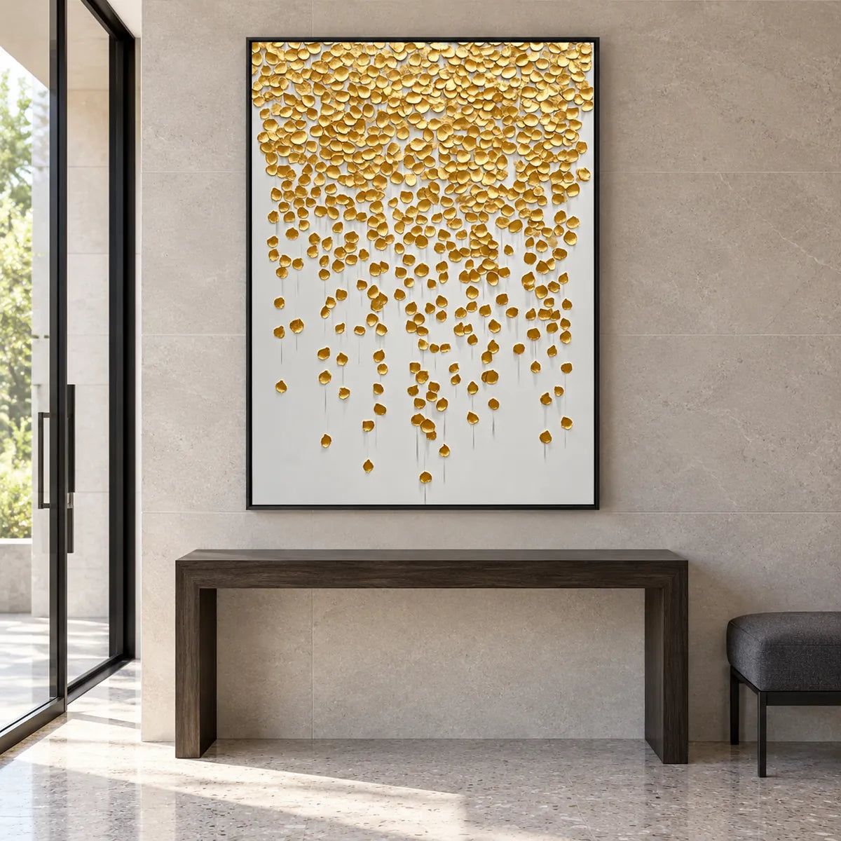 Luxury Textured Abstract Painting TA#3043 — Black Frame existing room preview