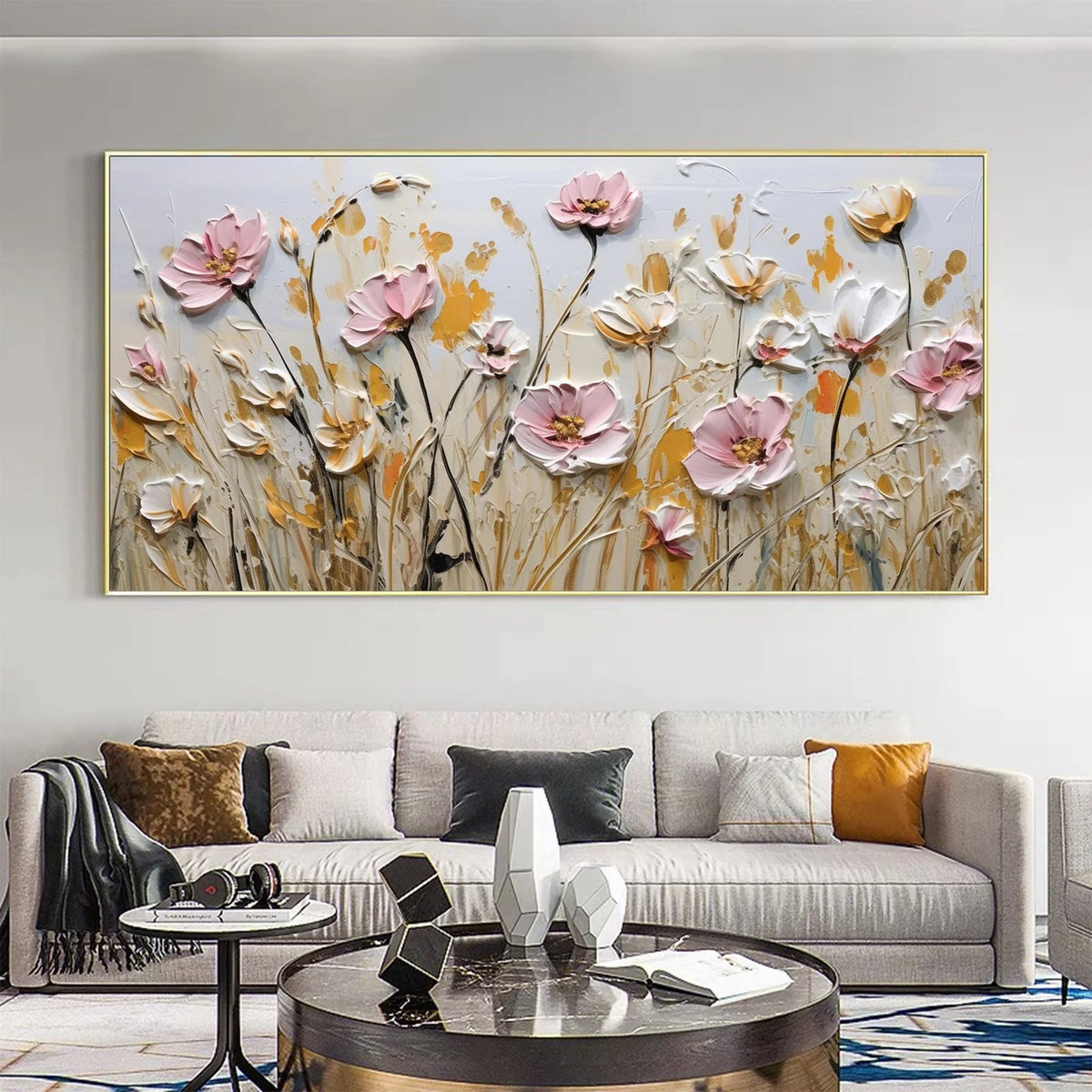 Textured Floral Wall Art RM#0355 — Existing room preview room preview