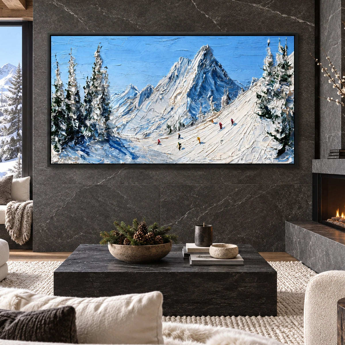 Blue Mountain Ski Trail Oil Painting – SK#0936 — Existing room preview room preview