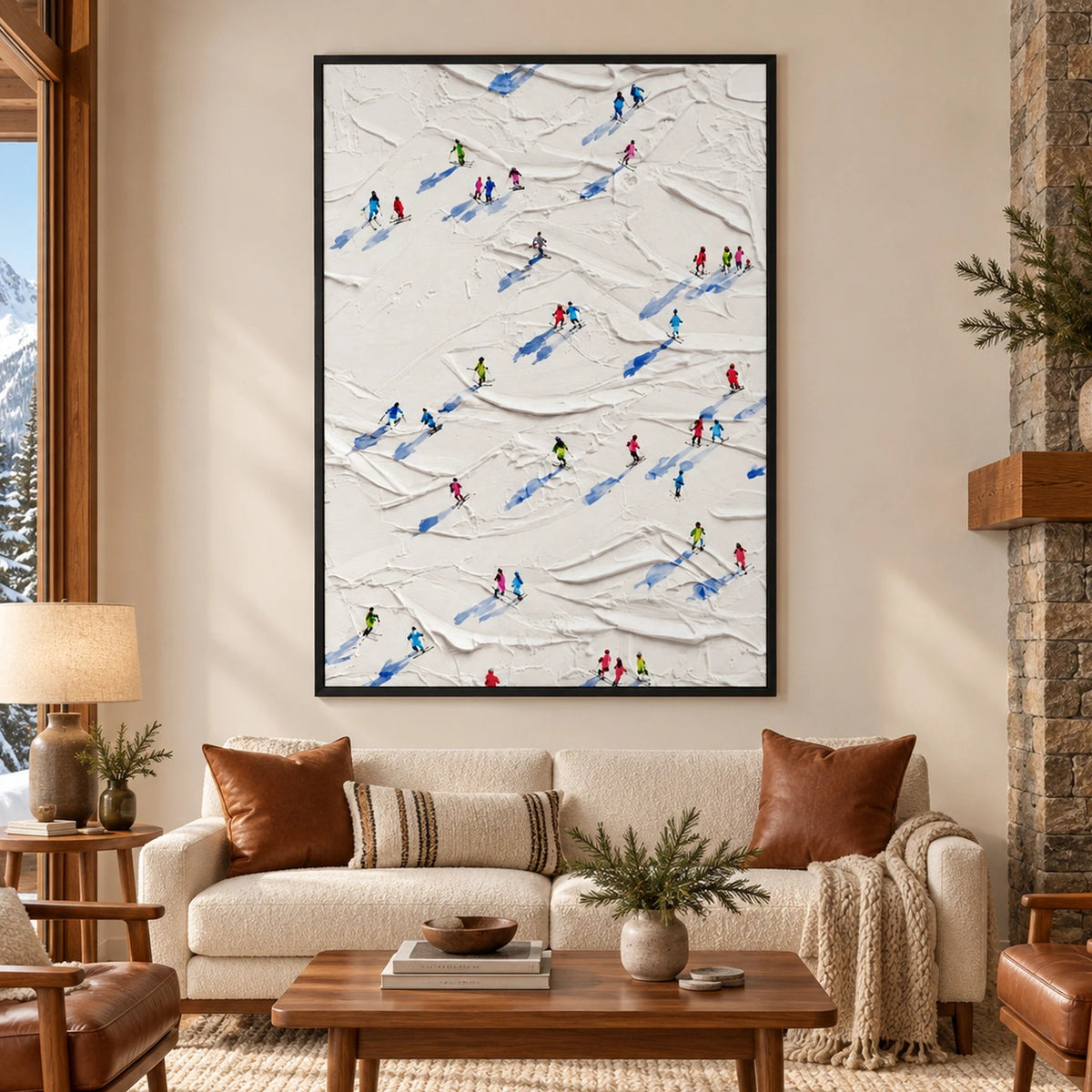 Busy Ski Trails Oil Painting – SK#0913 — Existing room preview room preview