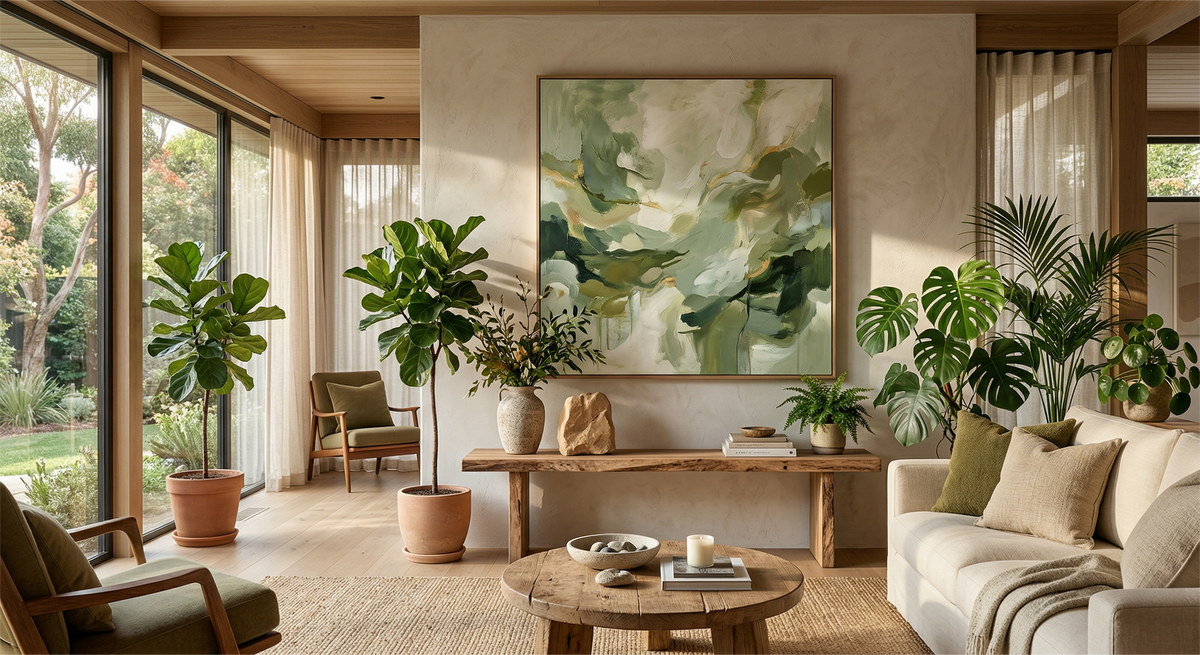 How Green Abstract Art Transforms Your Living Space | Rosemary Art Aesthetics