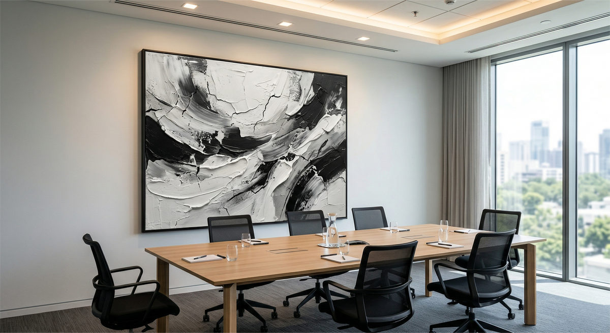 The Perfect Office Upgrade: Why Black and White Abstract Art Works | Rosemary Art Aesthetics