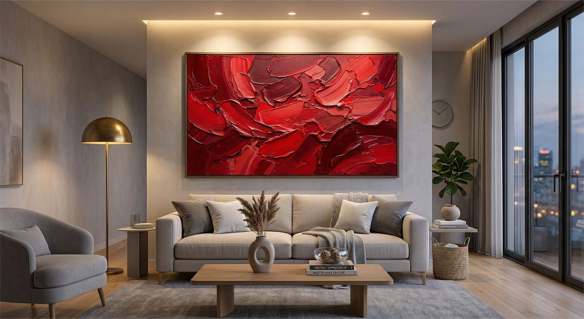 The Timeless Allure of Red in Modern Art: Elevate Your Space with Hand-Painted Abstracts | Rosemary Art Aesthetics