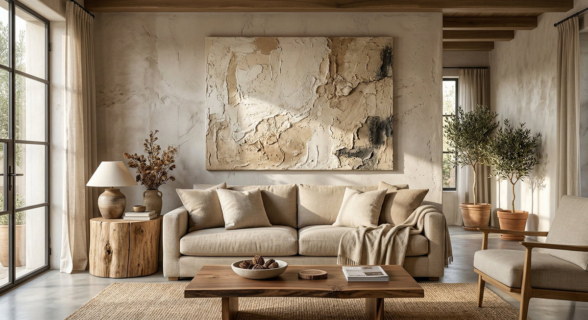 The Artisan Renaissance: Why 100% Hand-Painted Plaster Texture Canvas Art Dominates Modern Interior Design | Rosemary Art Aesthetics
