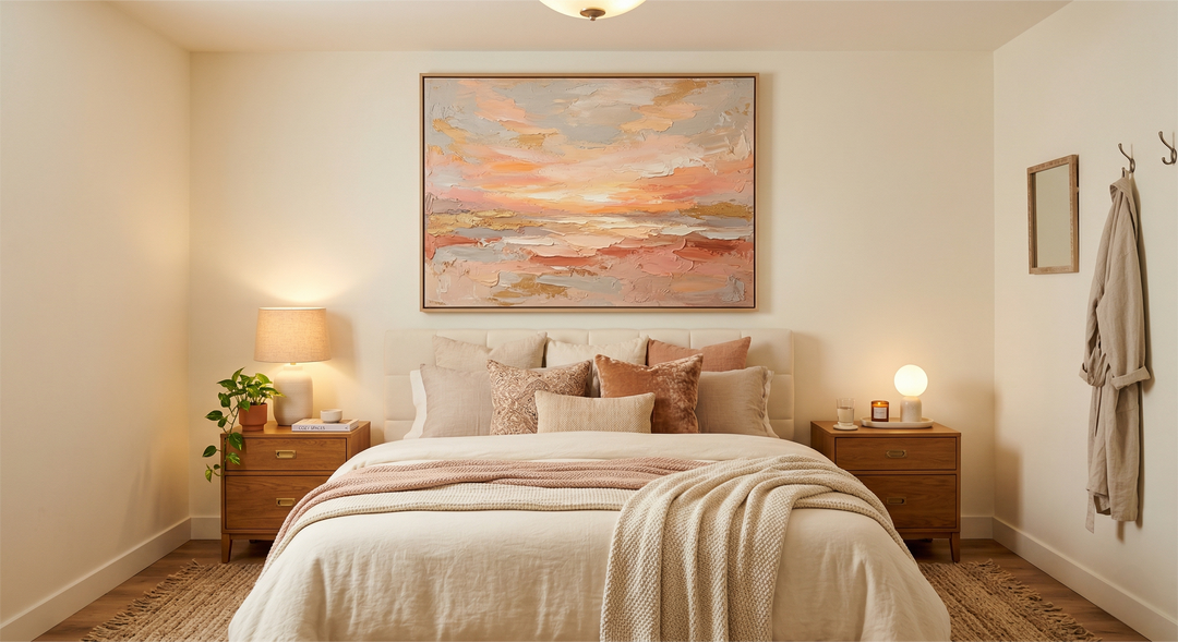 Low on Space? No Windows? The Ultimate Guide to Brightening Dark Rooms with Hand-Painted Textured Art | Rosemary Art Aesthetics