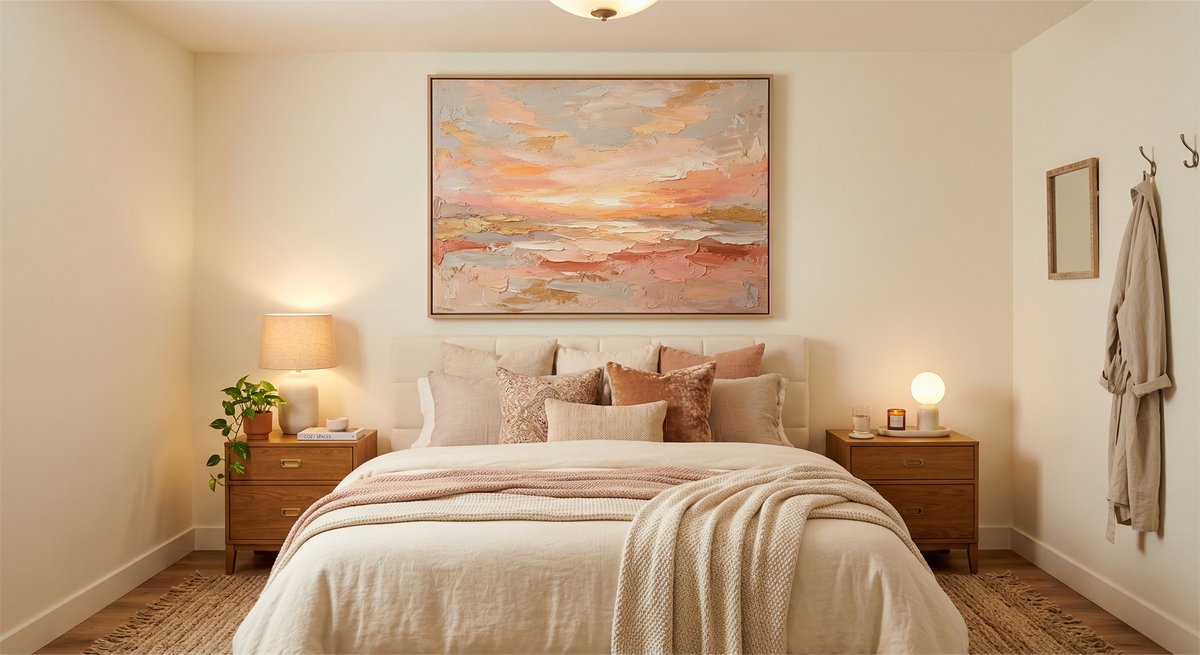 Low on Space? No Windows? The Ultimate Guide to Brightening Dark Rooms with Hand-Painted Textured Art | Rosemary Art Aesthetics