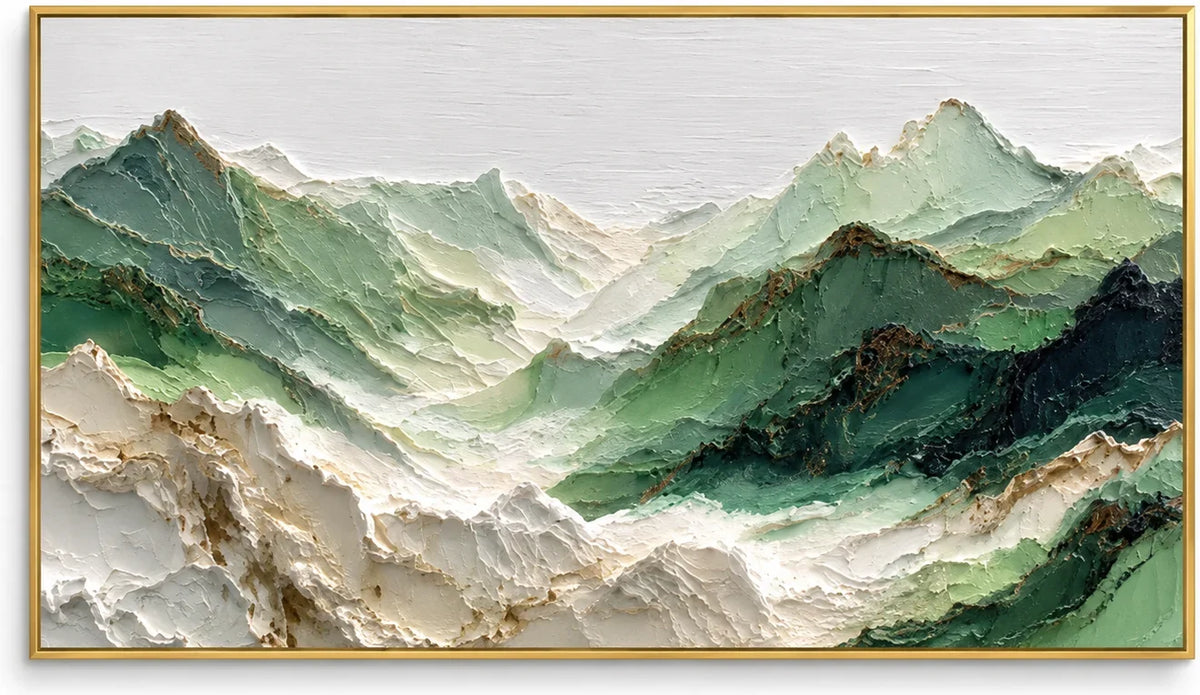 Angled view of a canvas painting showing the painted surface, wrapped edge, and side profile.