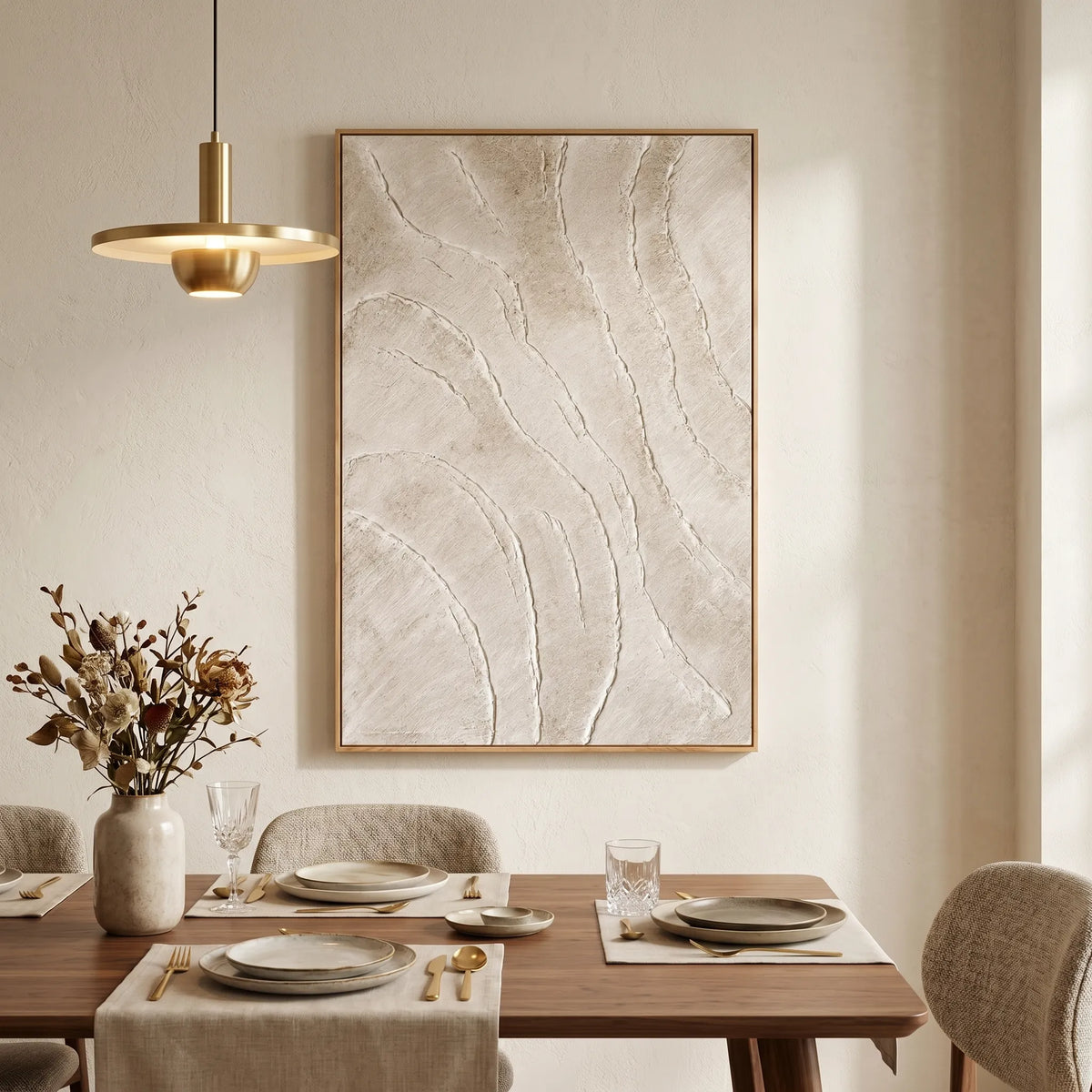Rosemary Art handmade Wabi Sabi textured painting in modern luxury living room