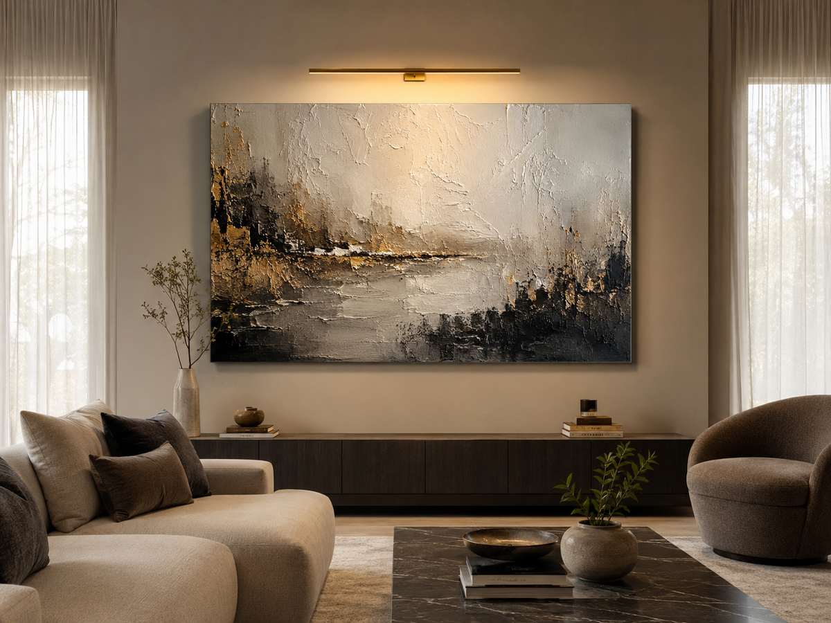 Correct and incorrect LED picture light placement for artwork