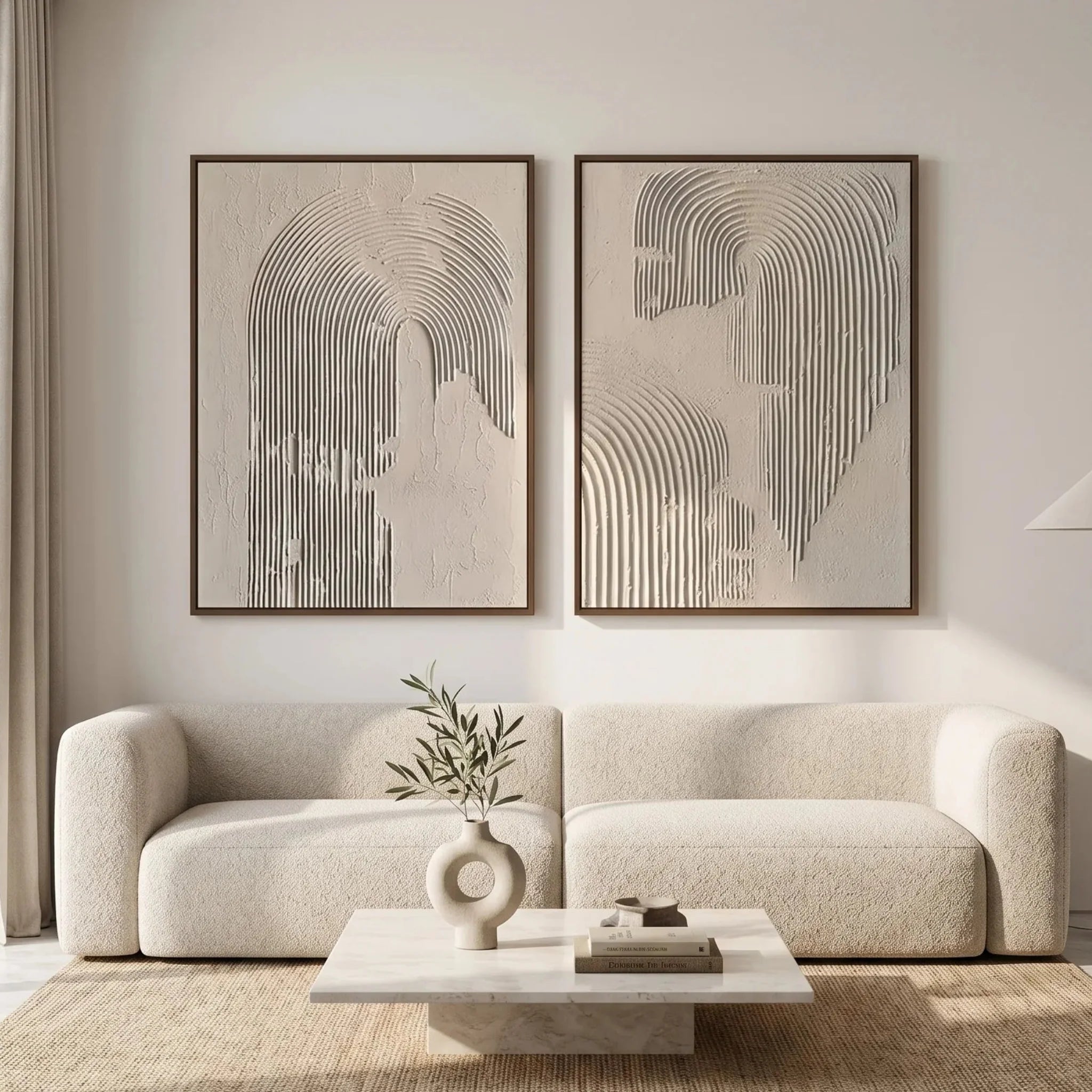 Newly released abstract painting in trending sage green and earth-toned heavy impasto.