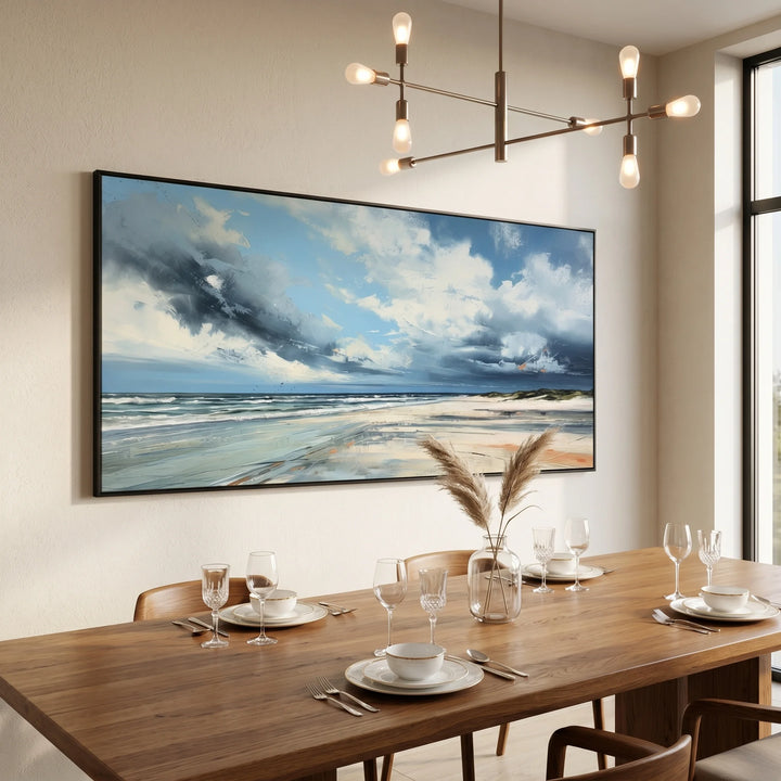 Stormy Beach Seascape Canvas Print with Ocean Sky TA