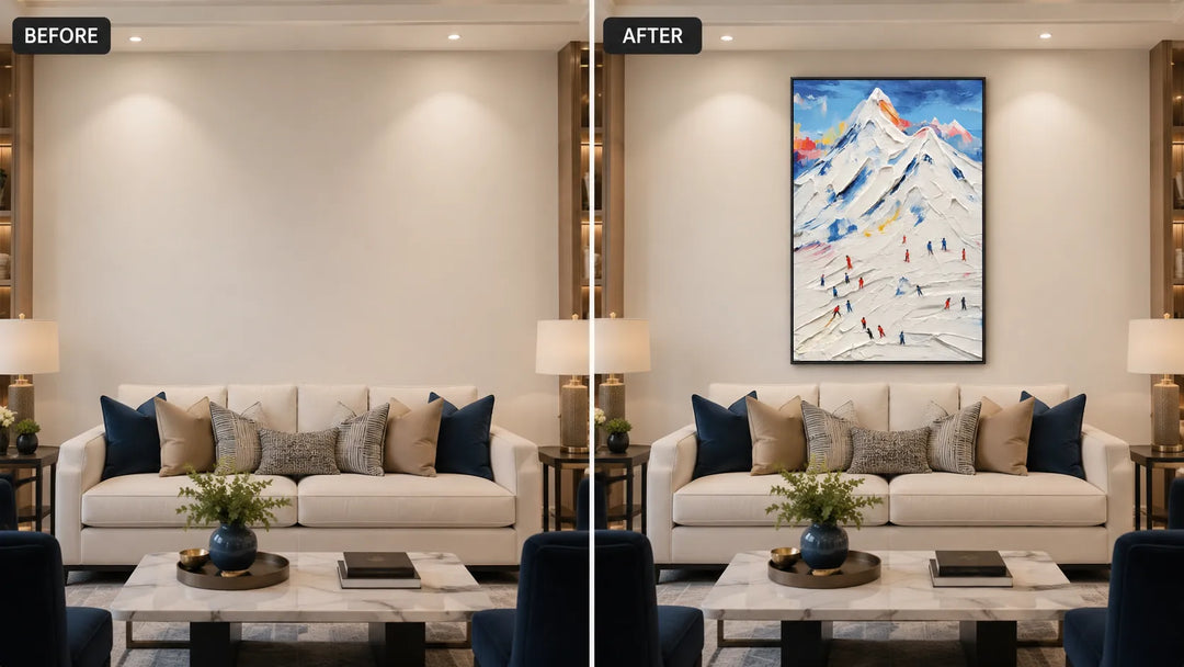 Impasto Ski Mountain Landscape Painting TA