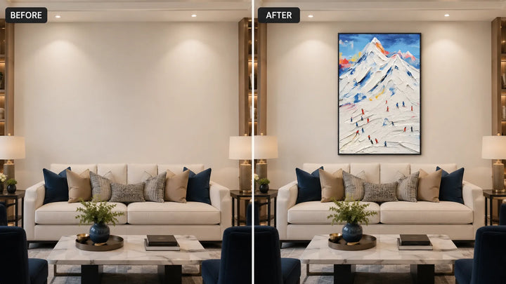 Impasto Ski Mountain Landscape Painting TA