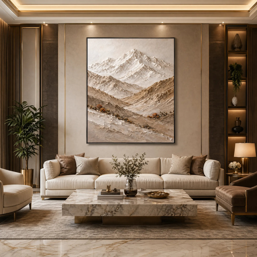 3D Mountain Abstract Oil Painting Vertical Wall Art HP