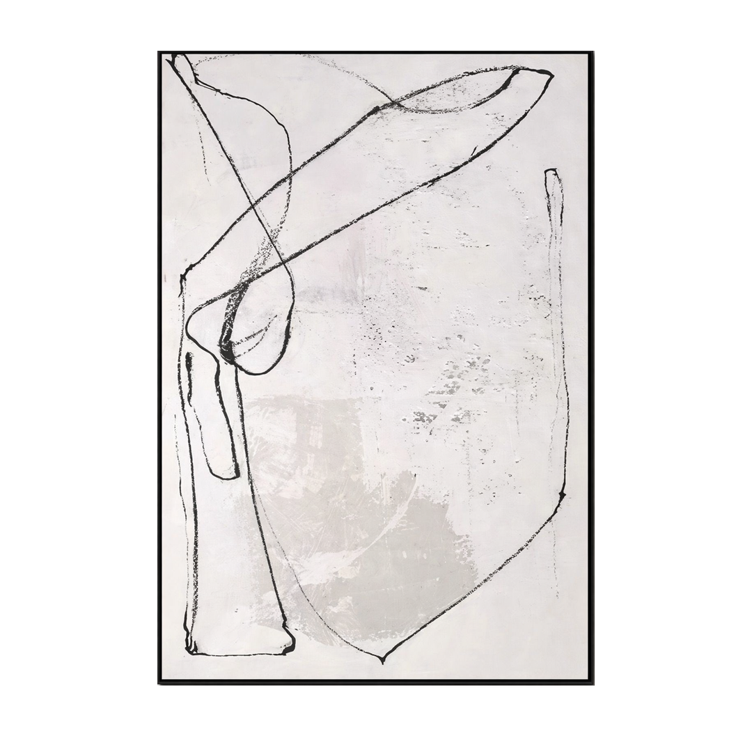 Cream Minimal Line Abstract Painting TA