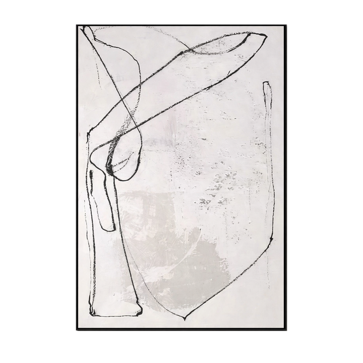Cream Minimal Line Abstract Painting TA
