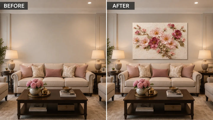 3D Cherry Blossom Shabby Chic Floral Oil Painting HP