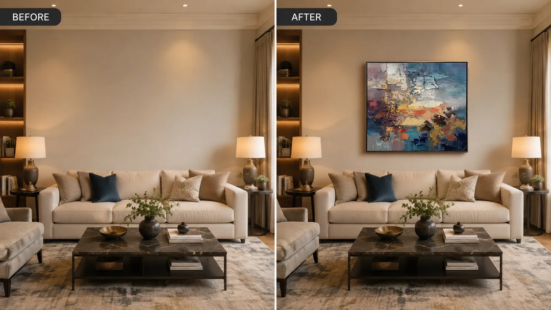 Abstract Sunset Colorful Palette Knife Oil Painting HP