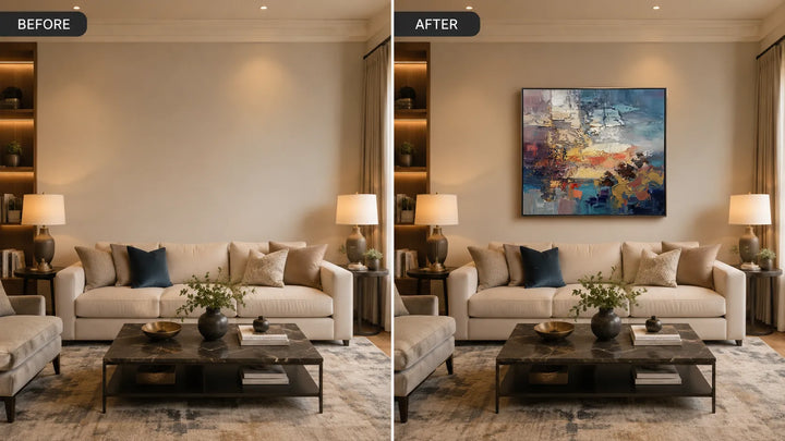 Abstract Sunset Colorful Palette Knife Oil Painting HP