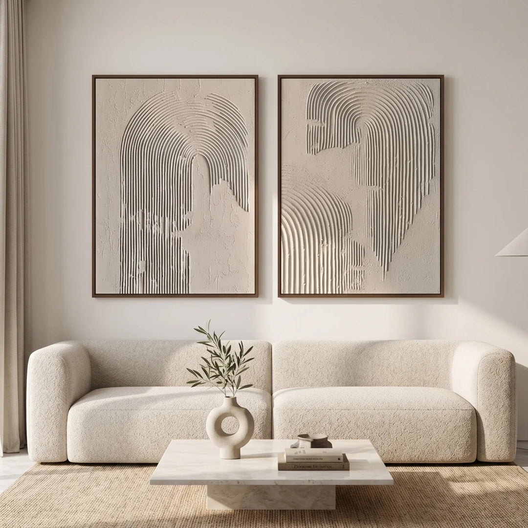 Minimalist Arch Line Diptych Canvas Print Neutral Wall TA