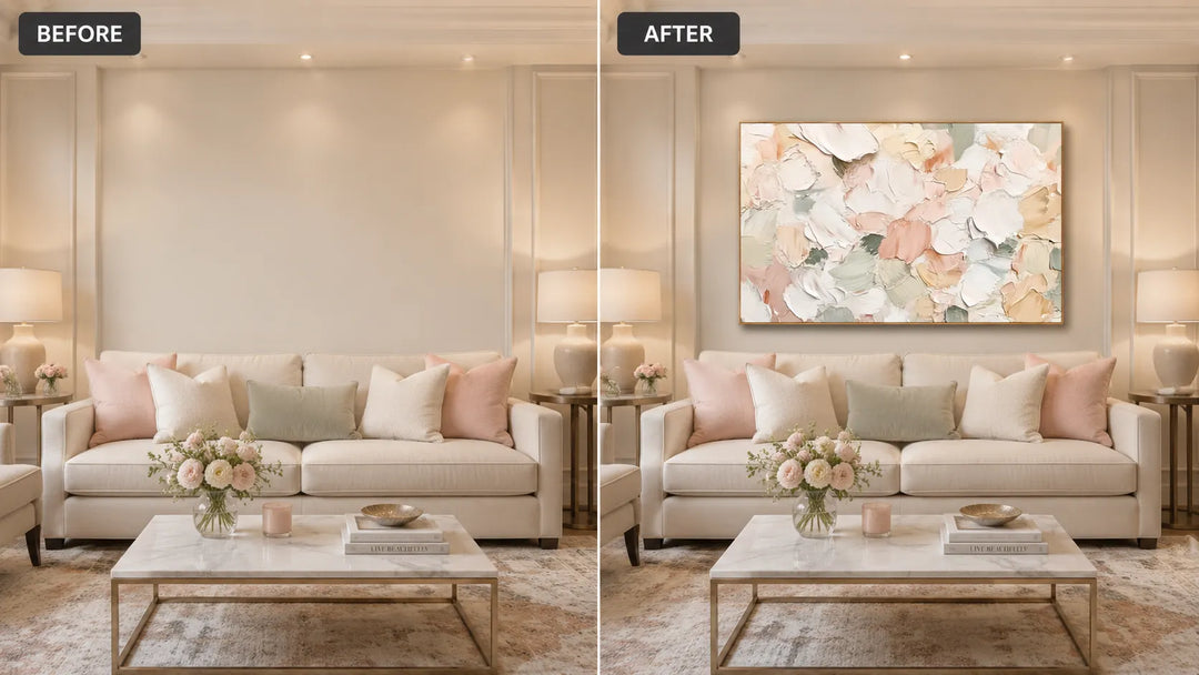 Blush Petal Palette Thick Impasto Abstract Floral Art TA