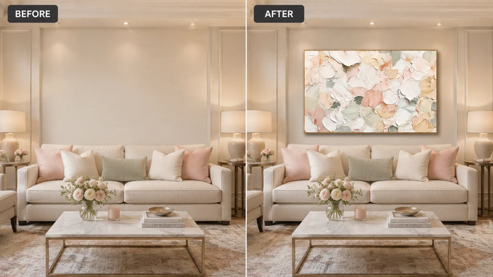 Blush Petal Palette Thick Impasto Abstract Floral Art TA